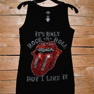 The Rolling Stones It's Only rhinestone sleeveless shirt XS S  M L XL XXL 1X…